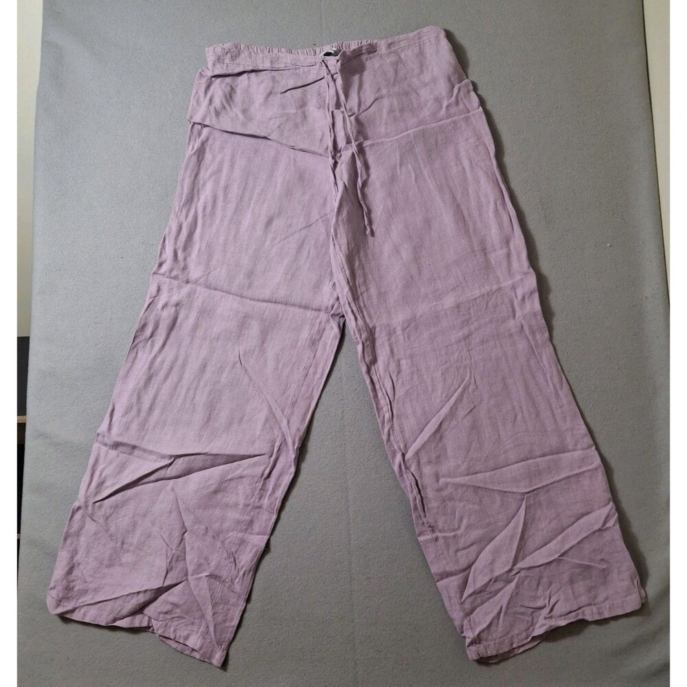 Liz & Jane Pants Womens Wide Leg Pre Shrunk Cotton Drawstring Lavender L